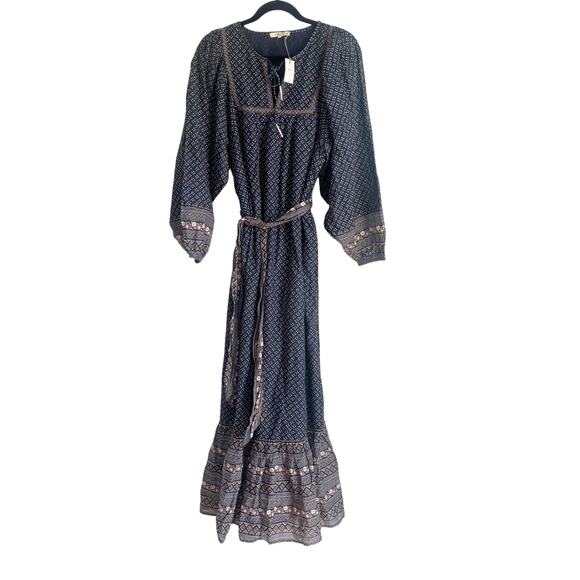 American Eagle AE77 Organic Cotton Boho Peasant Maxi Dress Tie Belt Size S NWT - Picture 5 of 12